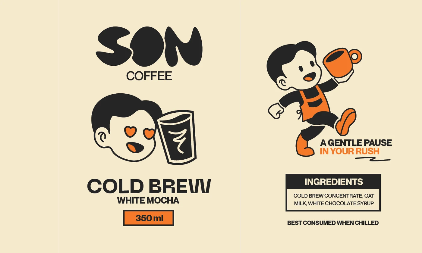 SON Coffee White Mocha packaging label